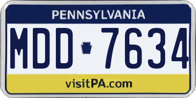 PA license plate MDD7634
