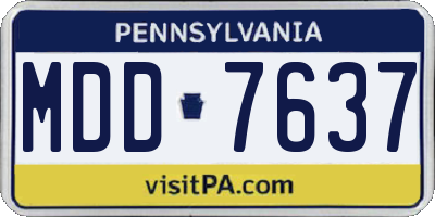 PA license plate MDD7637