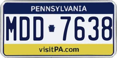 PA license plate MDD7638