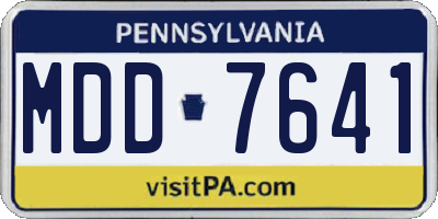 PA license plate MDD7641
