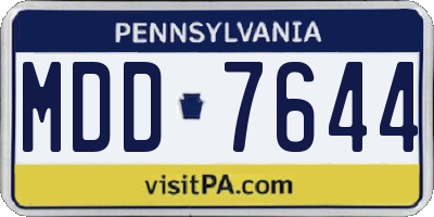 PA license plate MDD7644