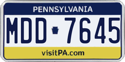 PA license plate MDD7645