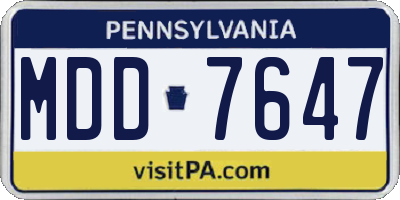 PA license plate MDD7647