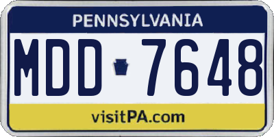 PA license plate MDD7648