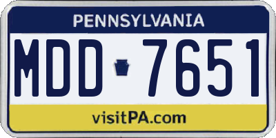 PA license plate MDD7651