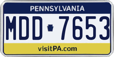 PA license plate MDD7653