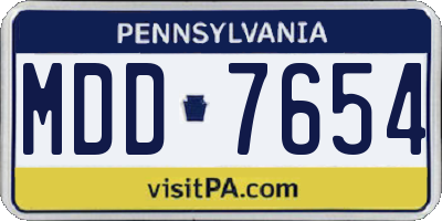 PA license plate MDD7654