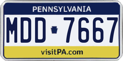 PA license plate MDD7667