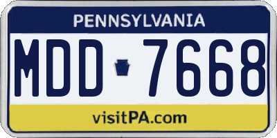 PA license plate MDD7668