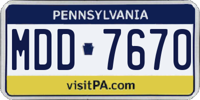 PA license plate MDD7670