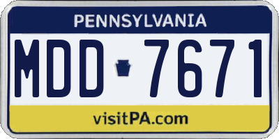 PA license plate MDD7671