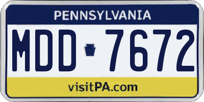 PA license plate MDD7672