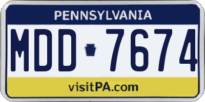 PA license plate MDD7674