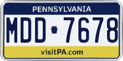 PA license plate MDD7678