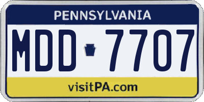 PA license plate MDD7707