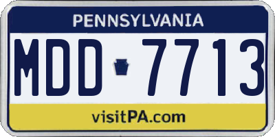 PA license plate MDD7713