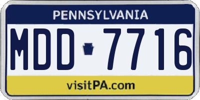 PA license plate MDD7716