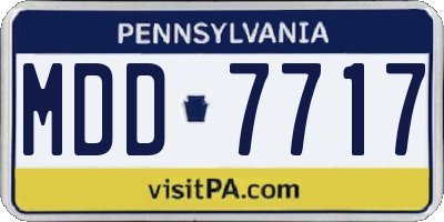 PA license plate MDD7717