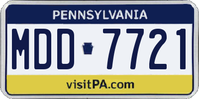 PA license plate MDD7721
