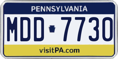 PA license plate MDD7730