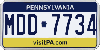 PA license plate MDD7734