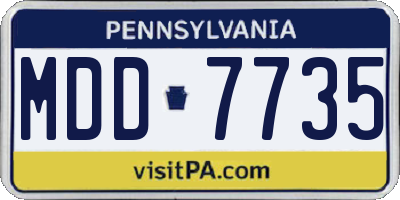 PA license plate MDD7735