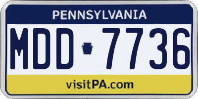 PA license plate MDD7736