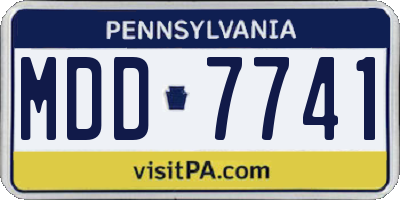 PA license plate MDD7741