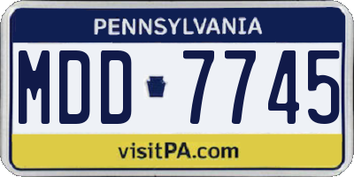 PA license plate MDD7745