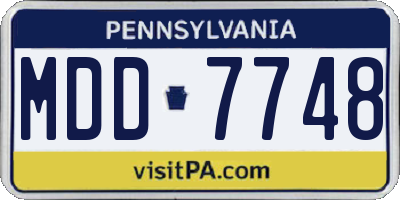 PA license plate MDD7748