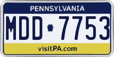 PA license plate MDD7753