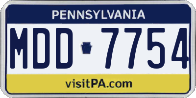 PA license plate MDD7754
