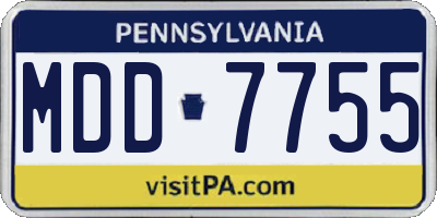 PA license plate MDD7755