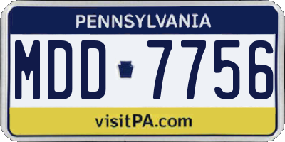 PA license plate MDD7756