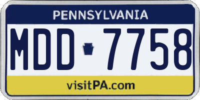PA license plate MDD7758