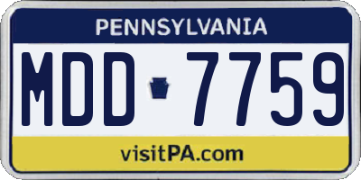 PA license plate MDD7759