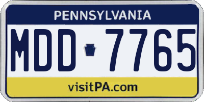 PA license plate MDD7765