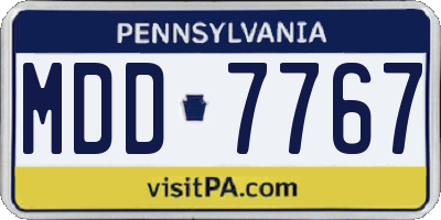 PA license plate MDD7767