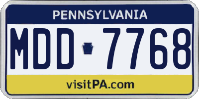 PA license plate MDD7768