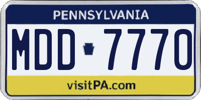 PA license plate MDD7770