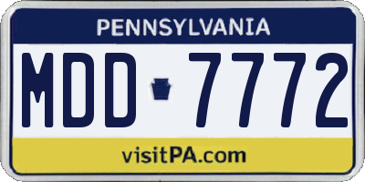PA license plate MDD7772