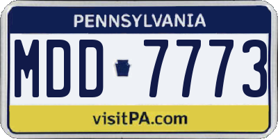 PA license plate MDD7773