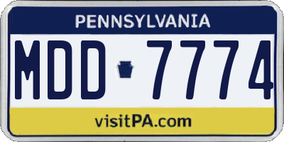 PA license plate MDD7774
