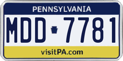 PA license plate MDD7781