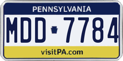 PA license plate MDD7784