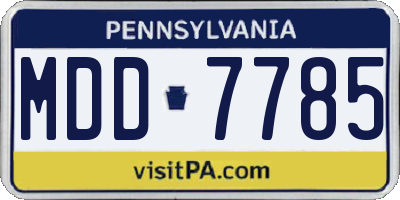 PA license plate MDD7785