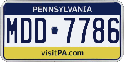 PA license plate MDD7786