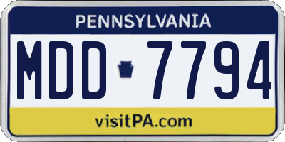 PA license plate MDD7794