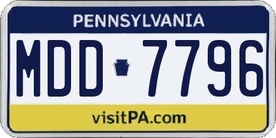 PA license plate MDD7796