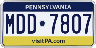 PA license plate MDD7807